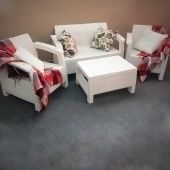 YALTA Комплект (кресла - 2 шт. + стол + диван) Terrase Set, Молочный