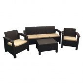 YALTA Комплект (кресла - 2 шт. + стол + диван) Terrase Set  Max, Венге