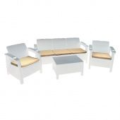 YALTA Комплект (кресла - 2 шт. + стол + диван) Terrase Set  Max, Молочный